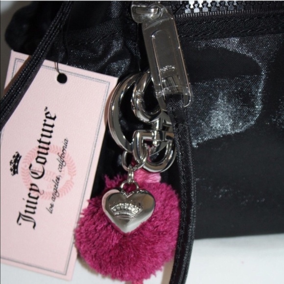 Juicy Couture Black Coated Canvas Bag Key Fob NWT - Picture 4 of 8
